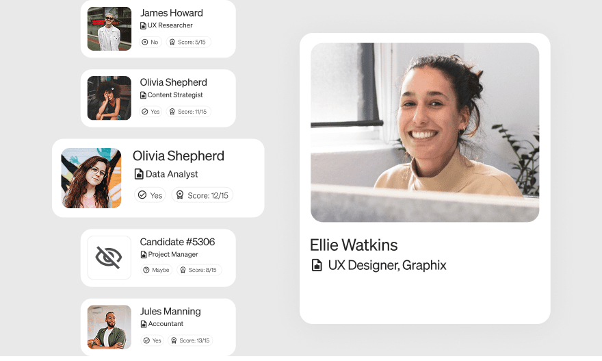 Use Vizzy's smart tools to screen, score, share, and manage candidates.